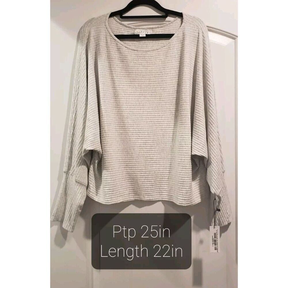 Velvet by Graham & Spencer Women's 1X Pepper Boatneck Lux Rib Sweater in Ash NWT